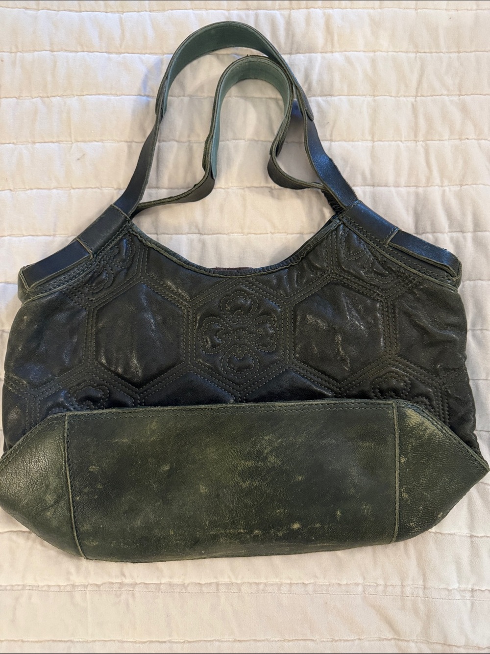 Lucky Brand Dark Green Hex Embossed Shoulder Bag - Picture 2 of 3